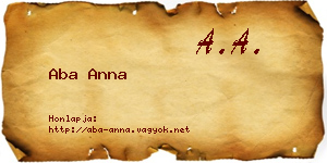 Aba Anna névjegykártya
